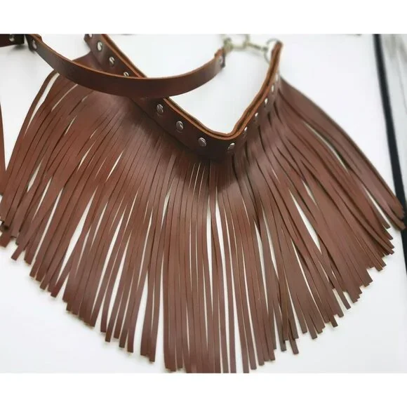 Women Leather Garter Waist Belt Fringe Tassel Punk Gothic Festival Dance - Picture 4 of 9